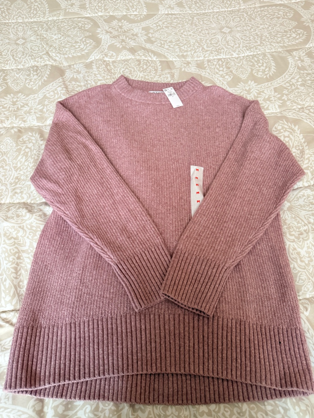 Old Navy Dusty Rose Ribbed Crewneck Sweater